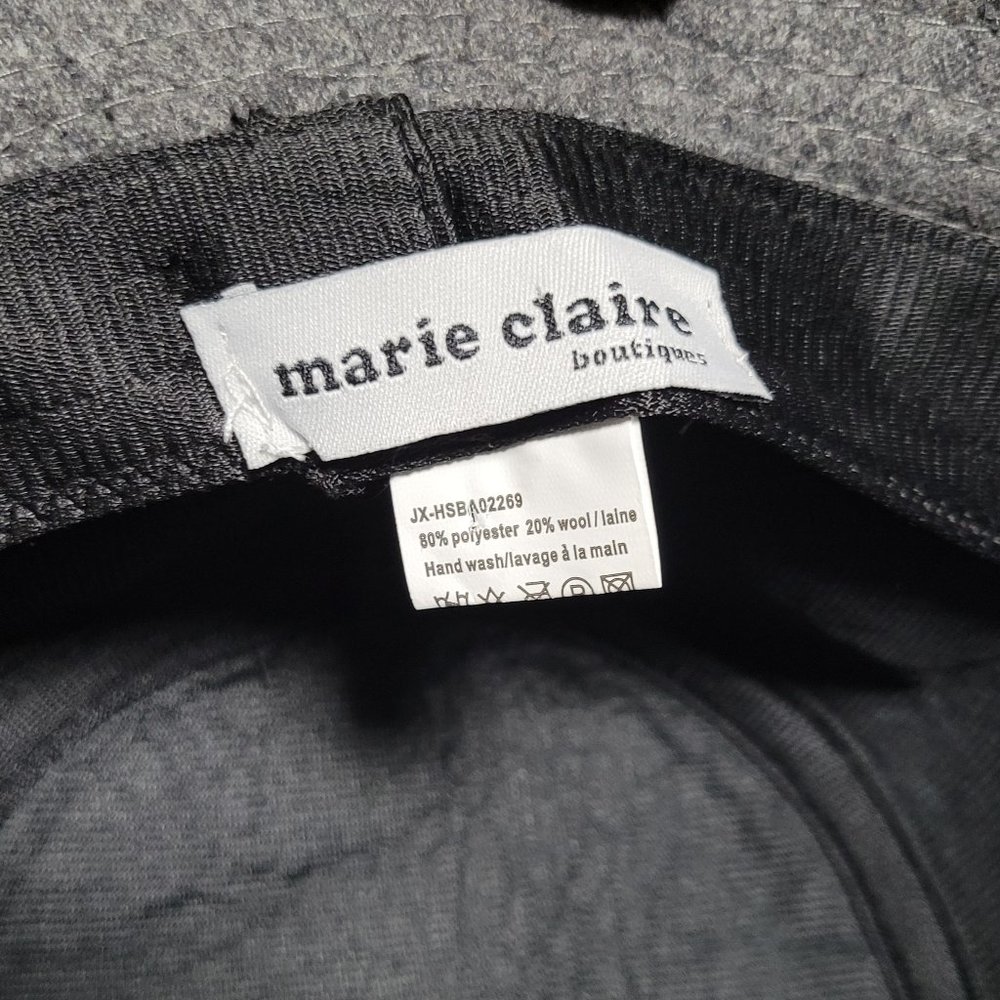 Marie Claire Boutique Wool Blend Bucket Hat Gray Bow Detail Retro Style Womens - Picture 2 of 6